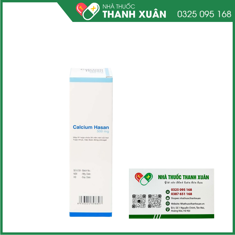 Viên sủi Calcium Hasan 500mg phòng và hỗ trợ điều trị bệnh loãng xương